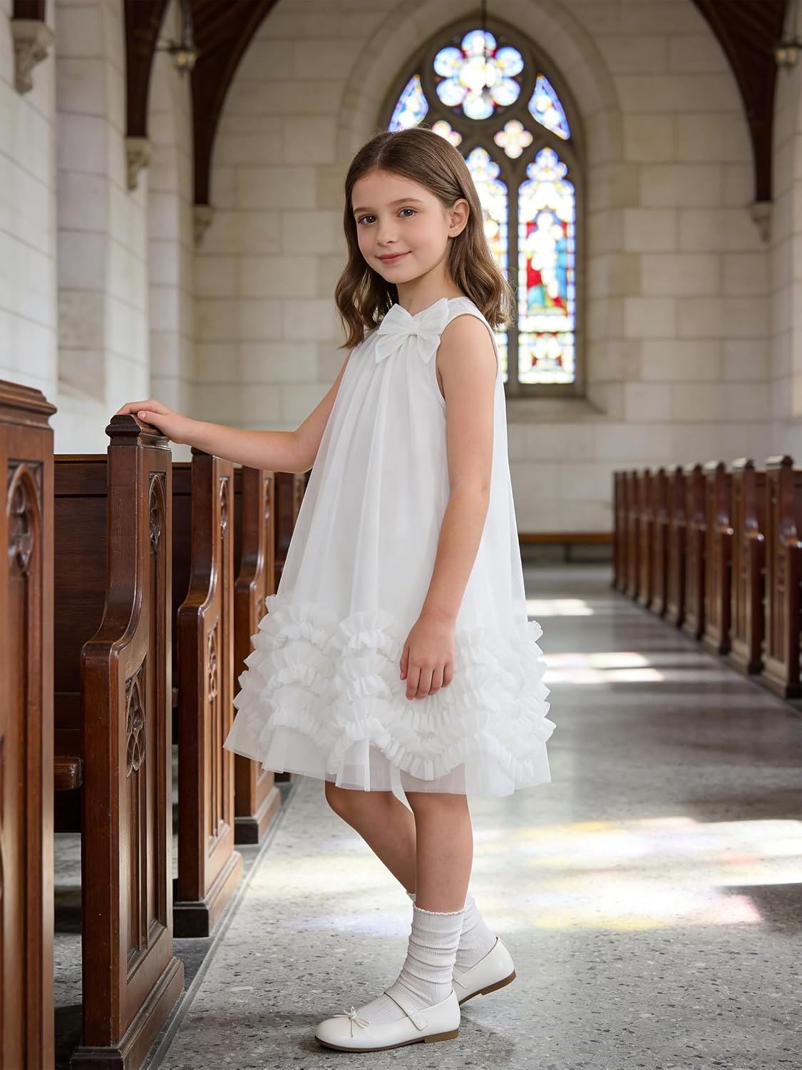 Girls Dress Girl Tulle Dresses Sundress Princess Wedding Sleeveless Flower Dress Toddler 4-12Y