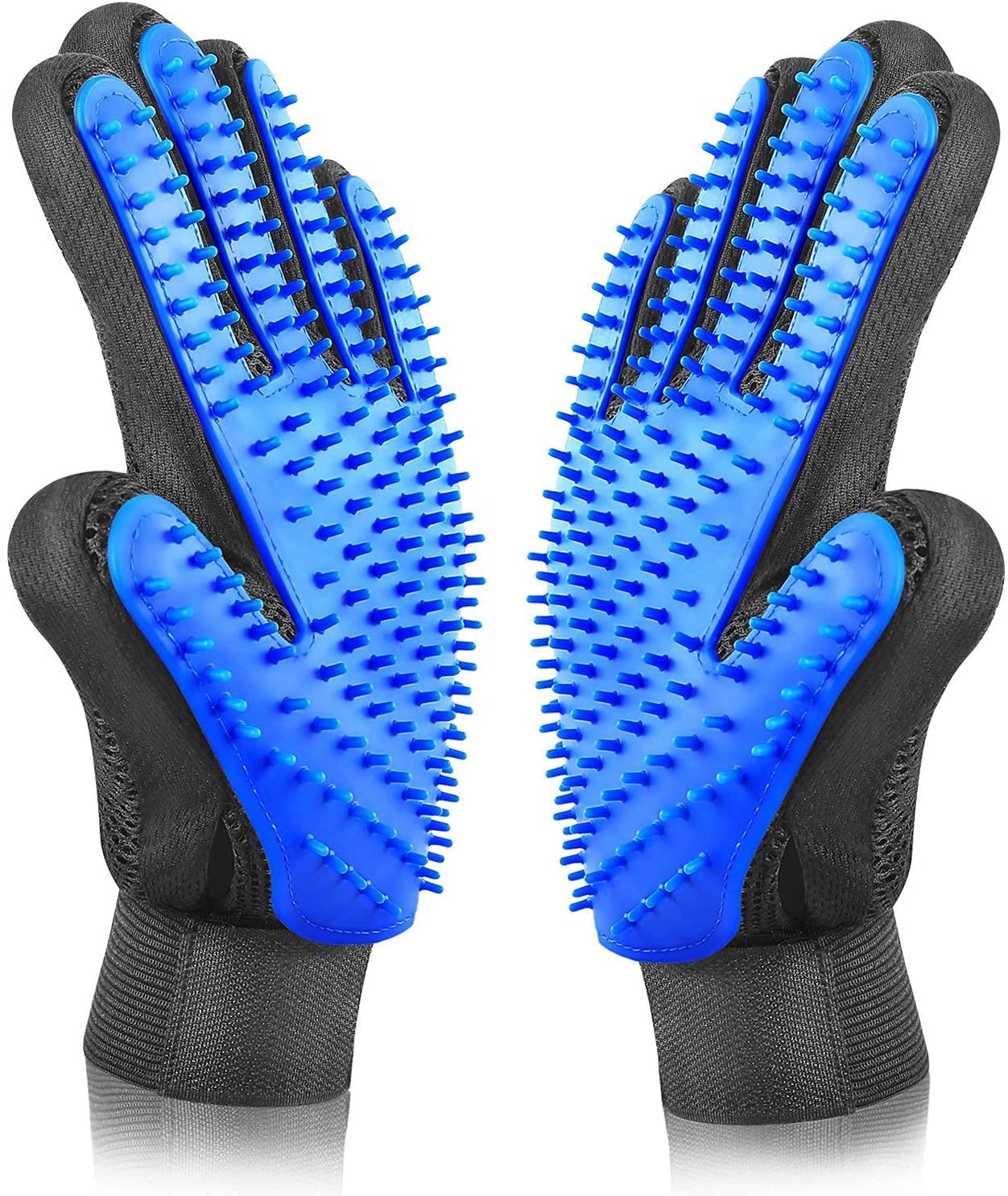 Urban Print Guantes Quitapelo para Mascotas, Manoplas Unisex de Silicona para Masajear, Cepillar, Cuidar Higiene de Perros Gatos y Otros Animales | Cepillo de Baño | 1 par (Azul)