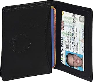 New 100% Leather Bi-fold Credit Card Holder Black #70 (Black)