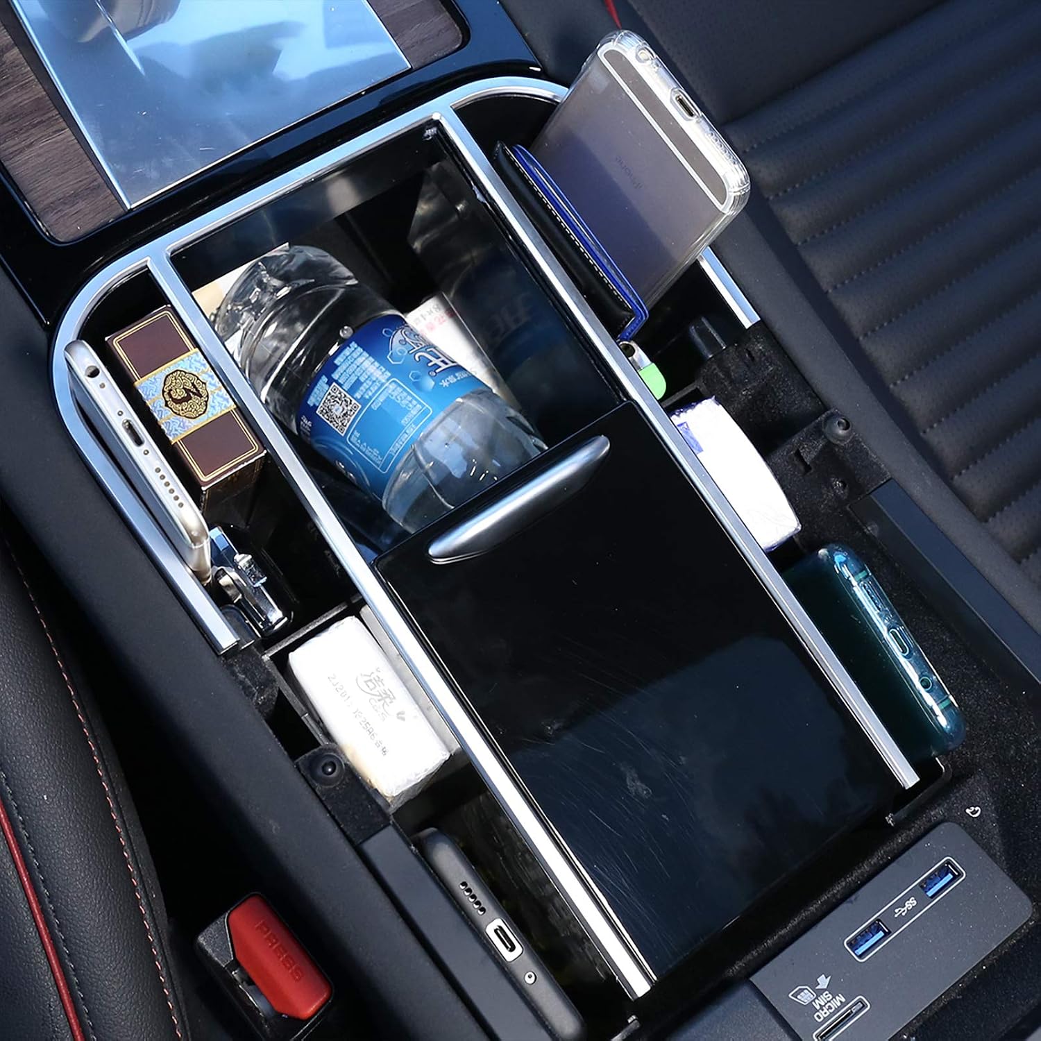 YIWANG ABS Plastic Armrest Storage Box for Land Rover Discovery Sport 2019 2020 Central Console Glove Tray Car Accessories (Black)