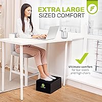 Vista 2 de ErgoFoam Reposapiés XL para debajo del escritorio en el trabajo para taburetes y sillas altas, respaldado por quiropráctico, reposapiés ajustable 2