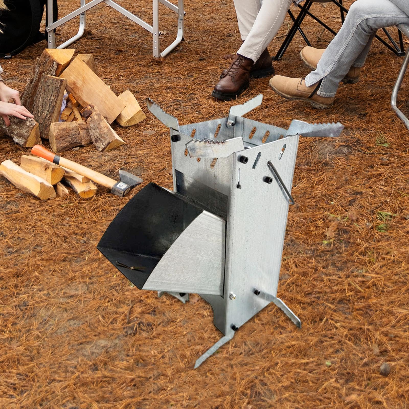 Amagogo Hornillo de Camping portátil, versátil, Compacto y Plegable de Metal, Ideal para picnics, Viajes, Pesca en el jardín y Otras Actividades al