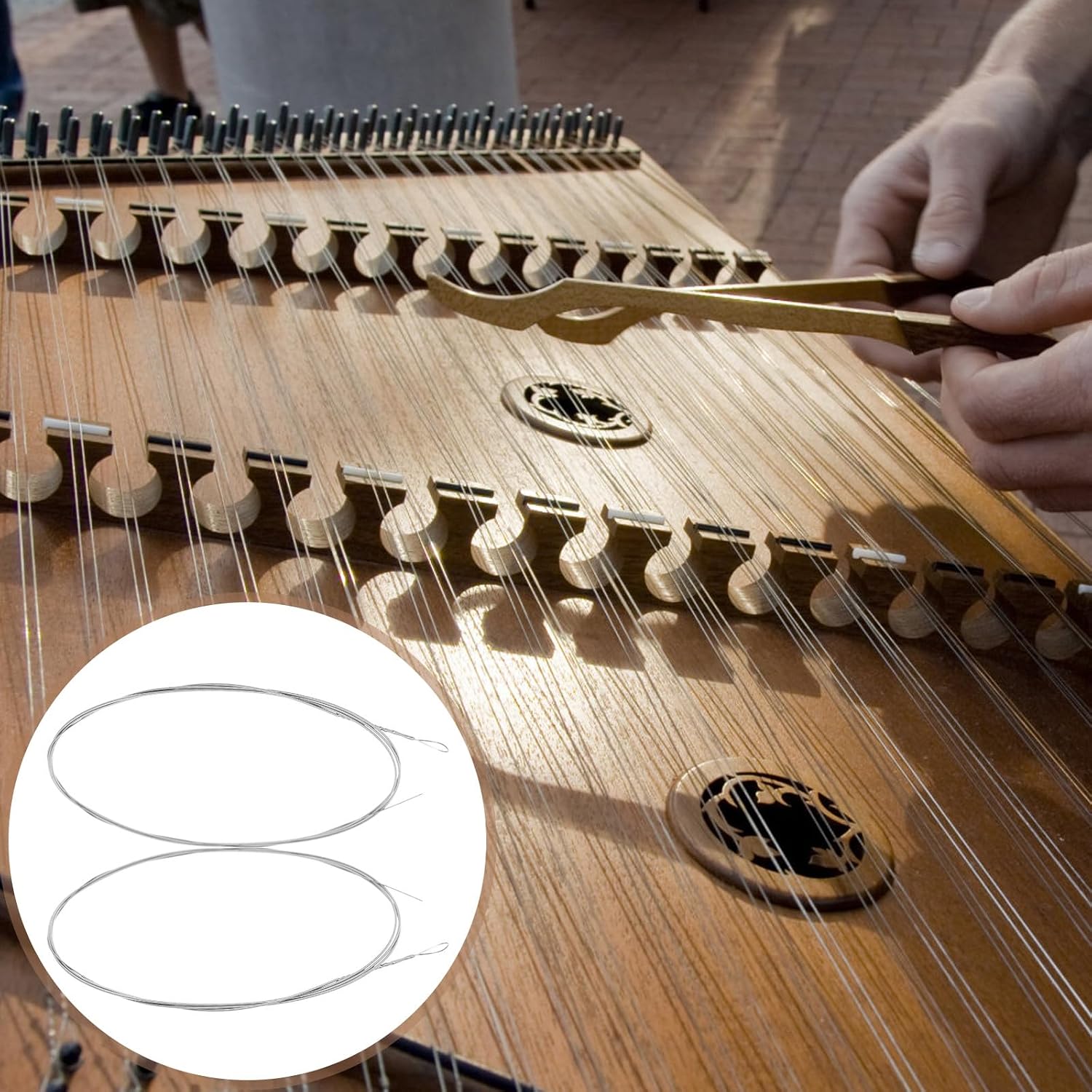 2Pcs Steel Dulcimer Strings Replacement Instrument Accessory Easy to Replace for Hammered Dulcimer Music Enthusiasts