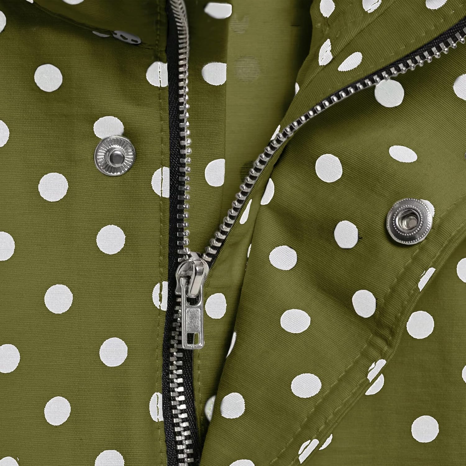 Women Polka Dot Jacket Stand Collar Cropped Jackets Zip Up Coat Casual Fashion Coat Fall Spring Jacket with Pockets - Image 5