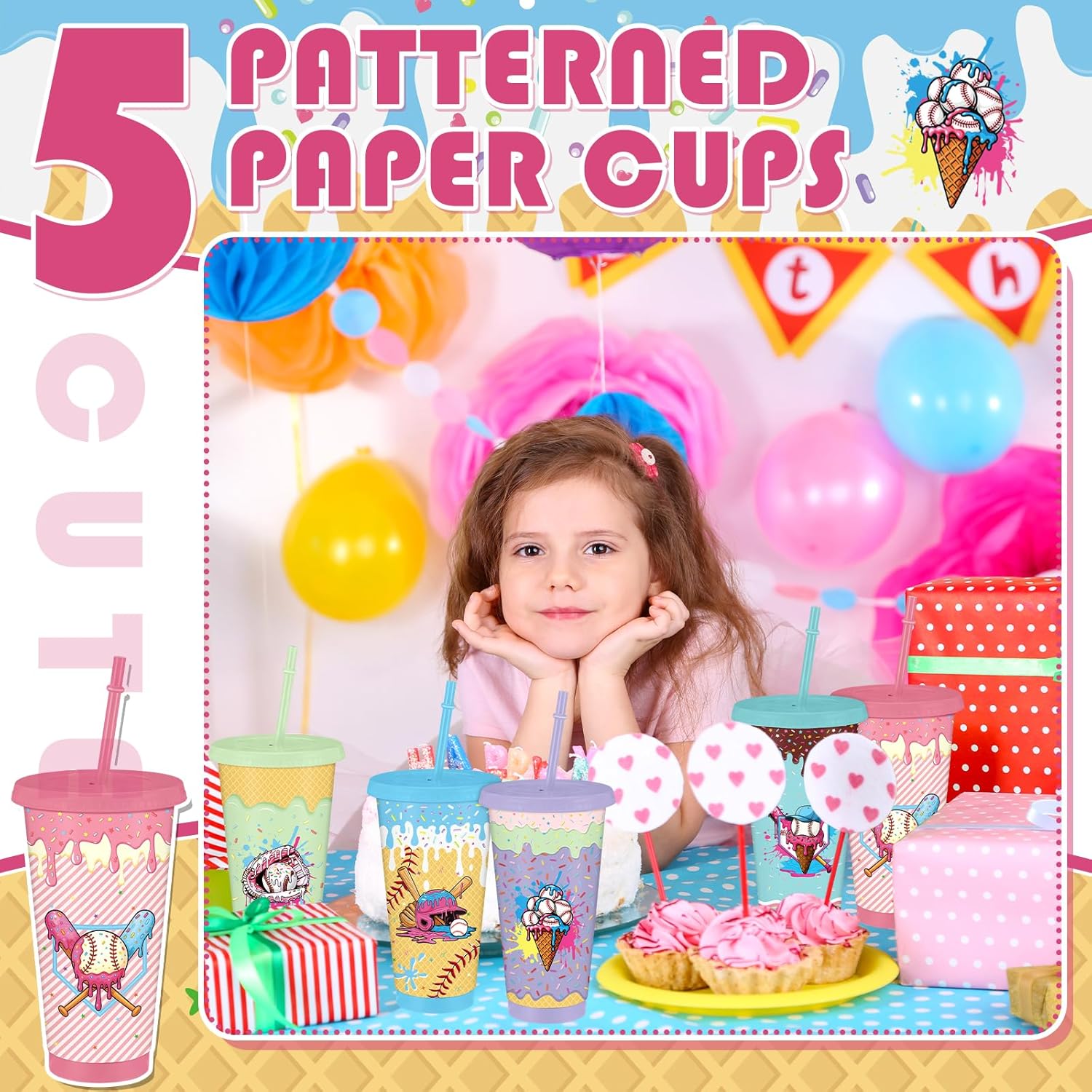 Jingmore 15 Pcs Baseball Ice Cream Drip Cups 24oz Reusable Plastic Respect The Drip Tumblers with Lid and Straws Baseball Drinking Cups for Birthday Party Favors Decoration Supplies