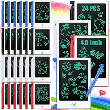 Zhehao 24 Pack LCD Mini Writing Tablet for Kids 4.5 Inch Doodle Board Bulk Erasable Reusable Electronic Drawing Pad Birthday Party Favors Goodie Bag Classroom GiftsWhite