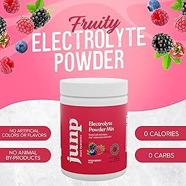 JUNP Electrolytes Powder No Sugar No Carbs - Wild Berry Fruit Flavor Drink Mix - Potassium & Salt Electrolyte Hydration Powder Zero Calorie Sugar Free Electrolyte Powder, Keto Friendly, 180 Servings