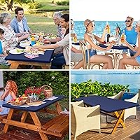 Vista 6 de homing Rectangle Table Cloth Cover, Waterproof Polyester Elastic Fitted Tablecloth, Fits for 6 Foot Folding Tables, Washable Table Protector for