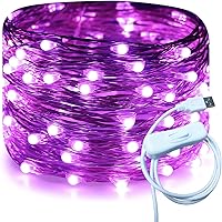 Vista 21 de RUICHEN Hilo de plata de 66 pies con 200 luces LED USB, guirnalda de luces de hadas con interruptor de encendido/apagado (blanco cálido)