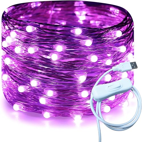 Miniatura 21 de RUICHEN Hilo de plata de 66 pies con 200 luces LED USB, guirnalda de luces de hadas con interruptor de encendido/apagado (blanco cálido)