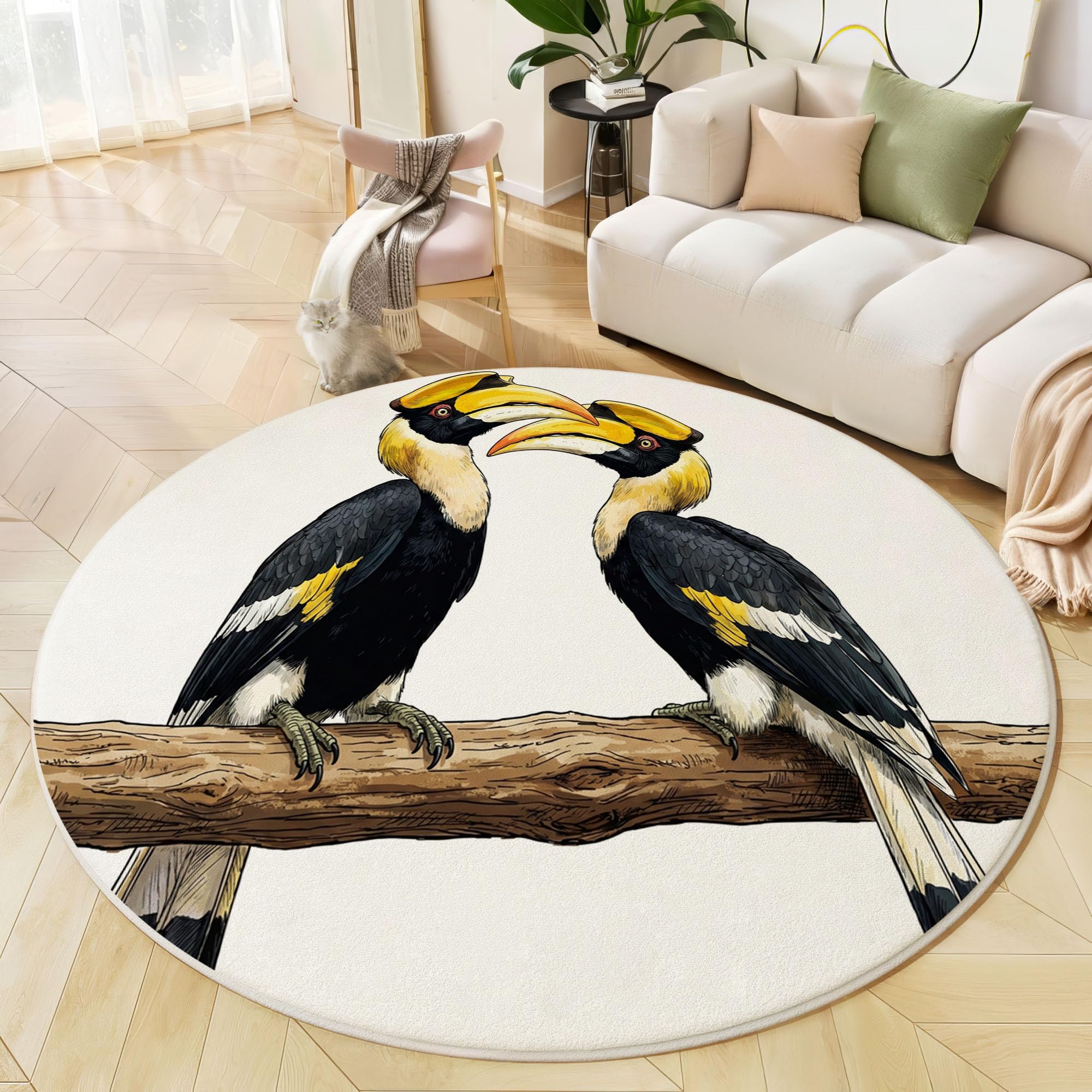 Tapis Aquarelle Vintage Animal Rond 180cm