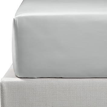 NTBAY Egyptian Cotton Double Fitted Sheet, Deep 12" / 30cm, Light Grey
