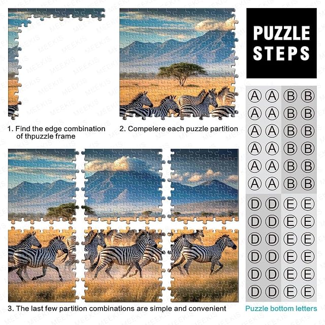 Foto 4 de 8 de Sabana Africana Cebra Puzzle de 1000 Piezas Papel para Adultos Paisaje Natural Relajación Concentración Hogar…