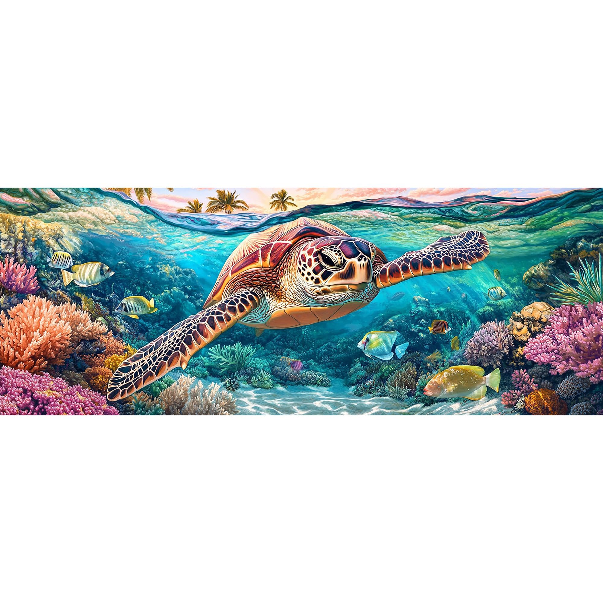 Reofrey Large Diamond Art Kits for Adults Sea Turtle, 30x80cm Full Drill Round Rhinestone Big Diamond Painting Kit Ocean, DIY Cross Stitch Embroidery Canvas for Crafts Home Wall Decor — image 1