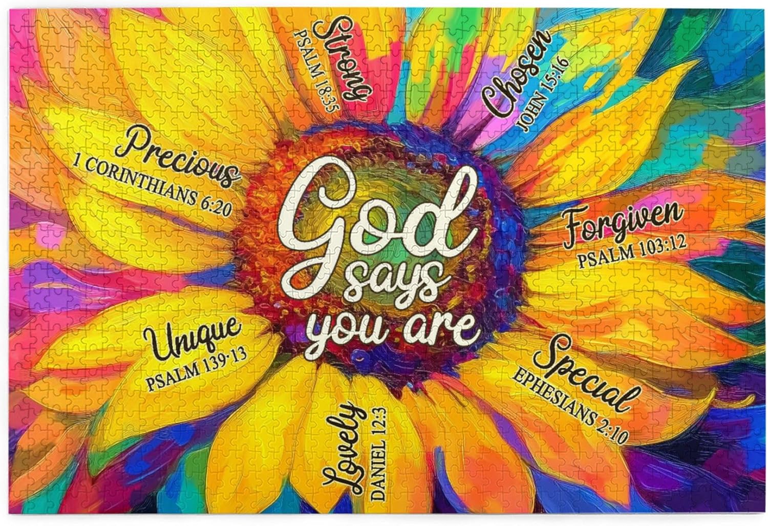 Inspirational Sunflower God Says You are Jigsaw Puzzles for Adults 1000 Pieces, Ideal Christmas for Relaxation for Family Activity Game Fun