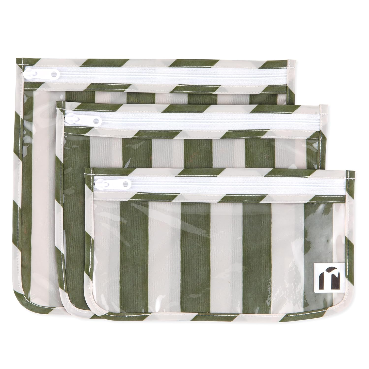 Roamio Travel Bag, Toiletry, TSA Approved Pouch, Zip Quart Size Airline Compliant, Clear-Sided, Baby, Diaper Bag Organization, Makeup, Accessories, Carry On Packing, Set of 3 Sizes, Green Stripe Roamio Travel Bag, Toiletry, TSA Approved Pouch, Zip Quart Size Airline Compliant, Clear-Sided, Baby, Diaper Bag Organization, Makeup, Accessories, Carry On Packing, Set of 3 Sizes, Green Stripe