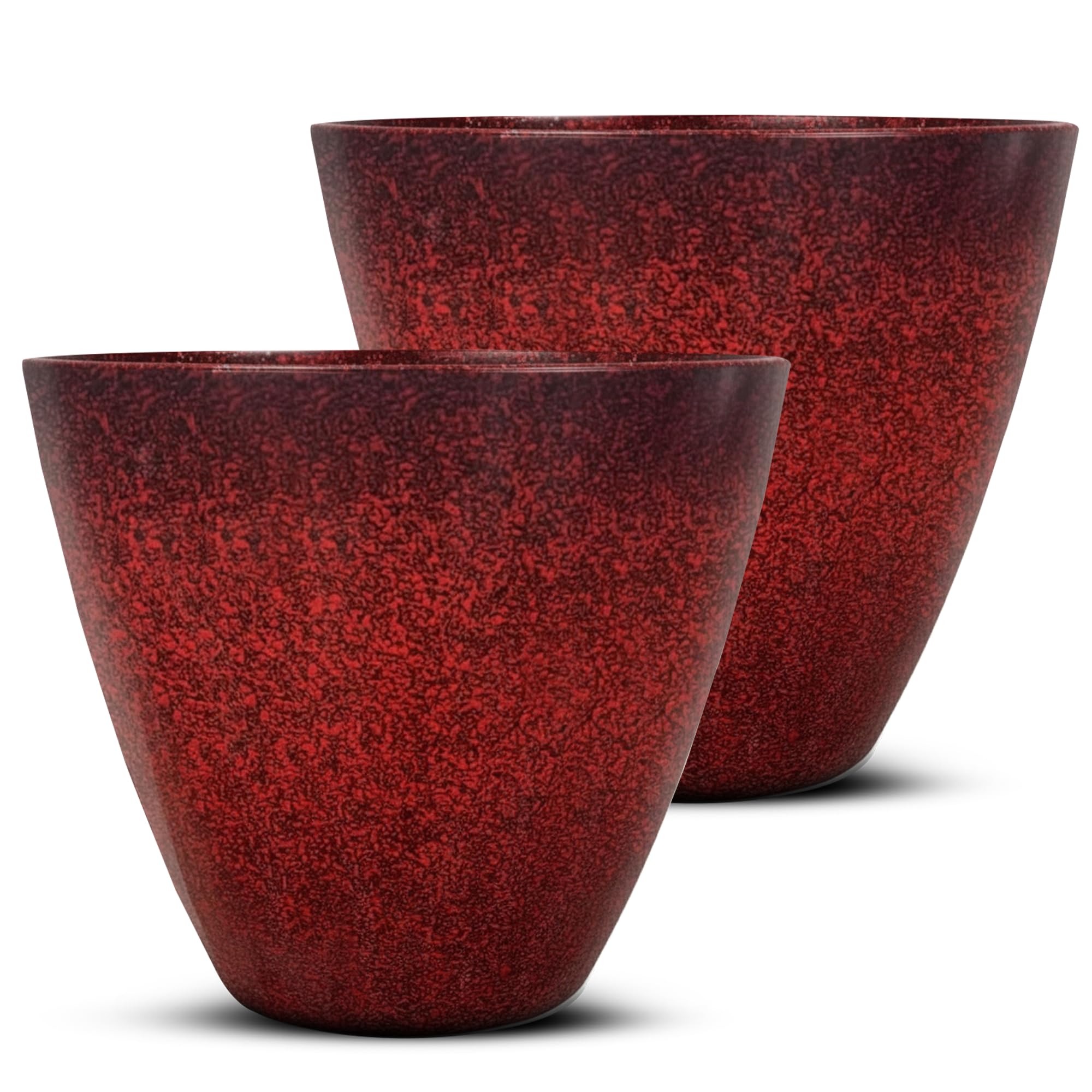 SG Traders Plastic Plant Pots Flower Pot with Drainage Holes, Garden Planters for Outdoor, Plant Containers for Home, Stylish Glossy Design Garden Flowers Pot, Set of 2, 30cm Outdoor Flower Pots