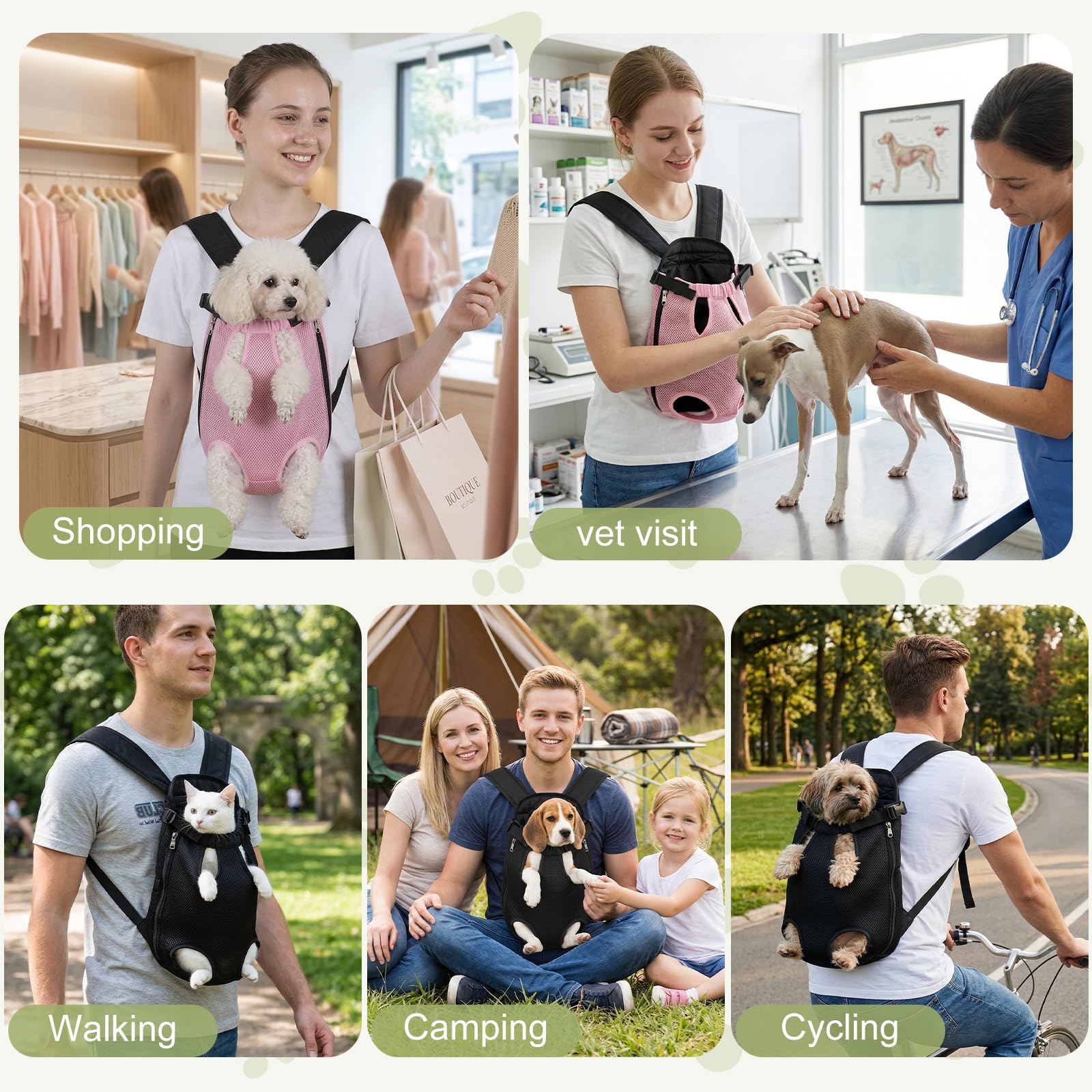 nulala Verbessert Hunderucksack bis 7kg, Atmungsaktiver Haustier Rucksack mit Gepolsterte Schultergurte, Camping und Reisen, Schultertasche für kleine und mittelgroße Hunde, Katzen, Kaninchen