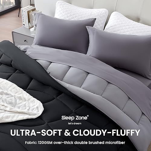 Miniatura 3 de SLEEP ZONE - Juego de edredón reversible y refrescante tamaño King, relleno alternativo suave, transpirable y cálido para todo el año, lado A color