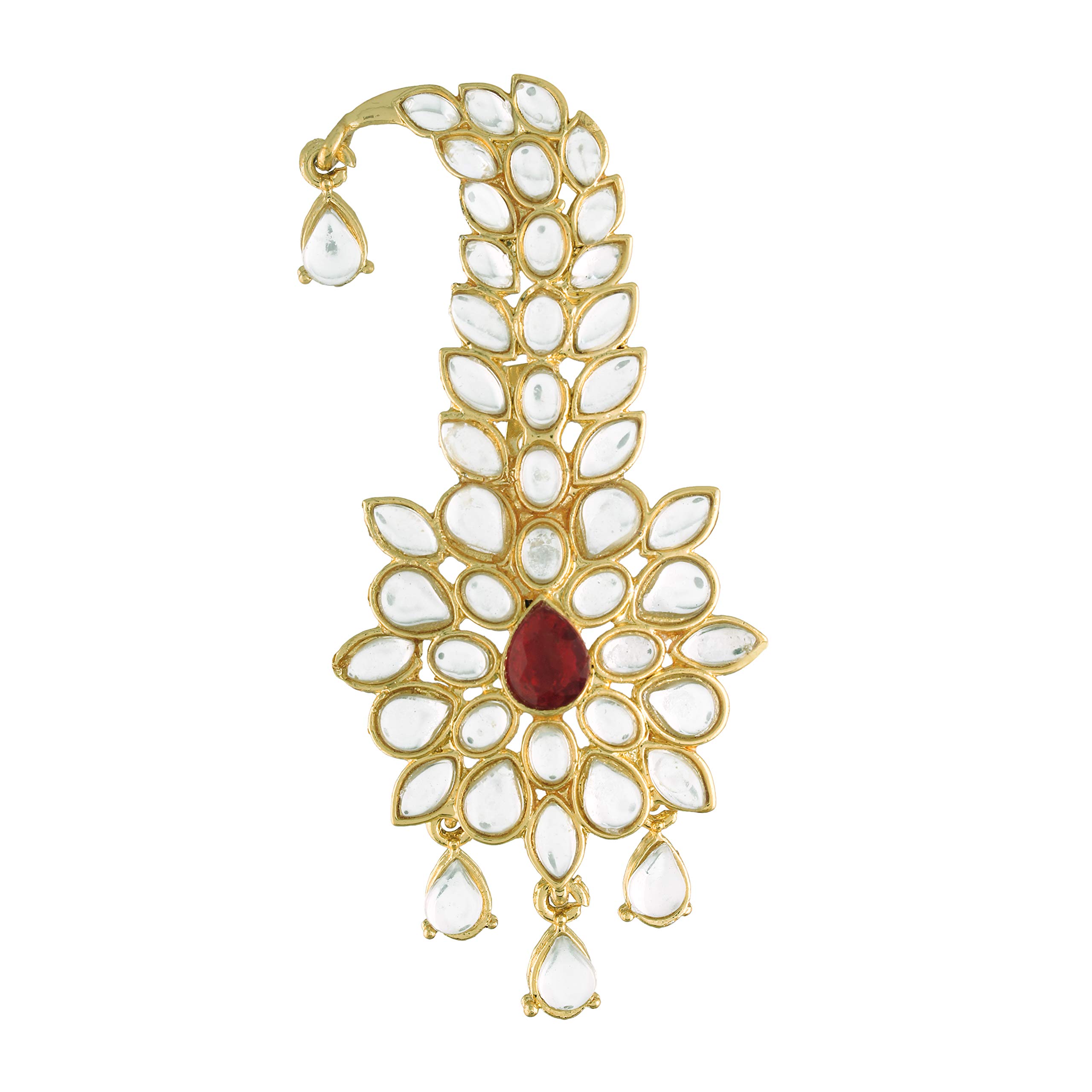 I JewelsGold Plated Indian Traditional Handcrafted Kundan And Stone Safa Dulha Pagadi Kalangi Brooch for Groom Men