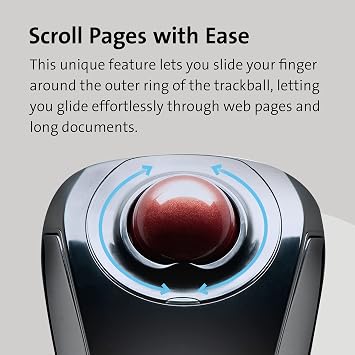 Kensington Orbit Wireless Trackballs with Scroll Ring (K72352US, K70990WW) | Black