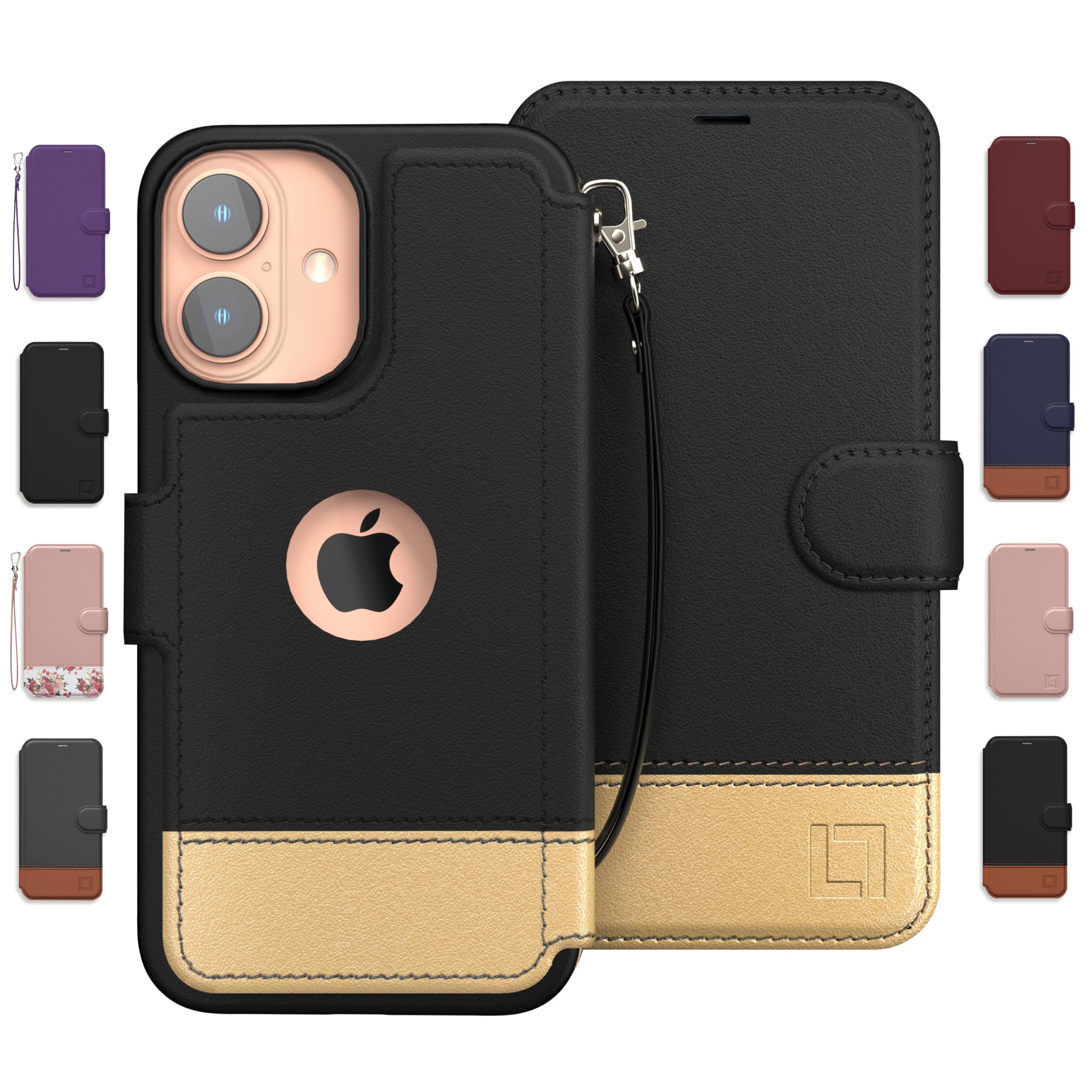 For iPhone 16 Wallet Case, Ultra Slim & Protective, Shockproof, Credit Card Holder, Wireless Charging Compatible, Premium Vegan Leather, Folio Cover (