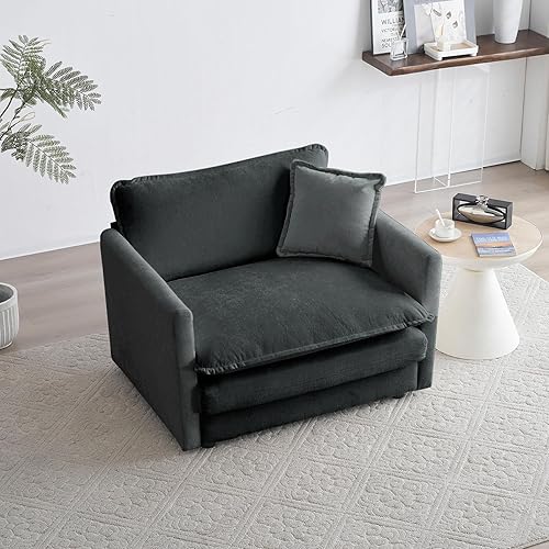 Miniatura 1 de Sofá gris de gran tamaño con una sola nube, sofás seccionales grandes de acento moderno para sala de estar, sofá modular de tela de chenilla, juego