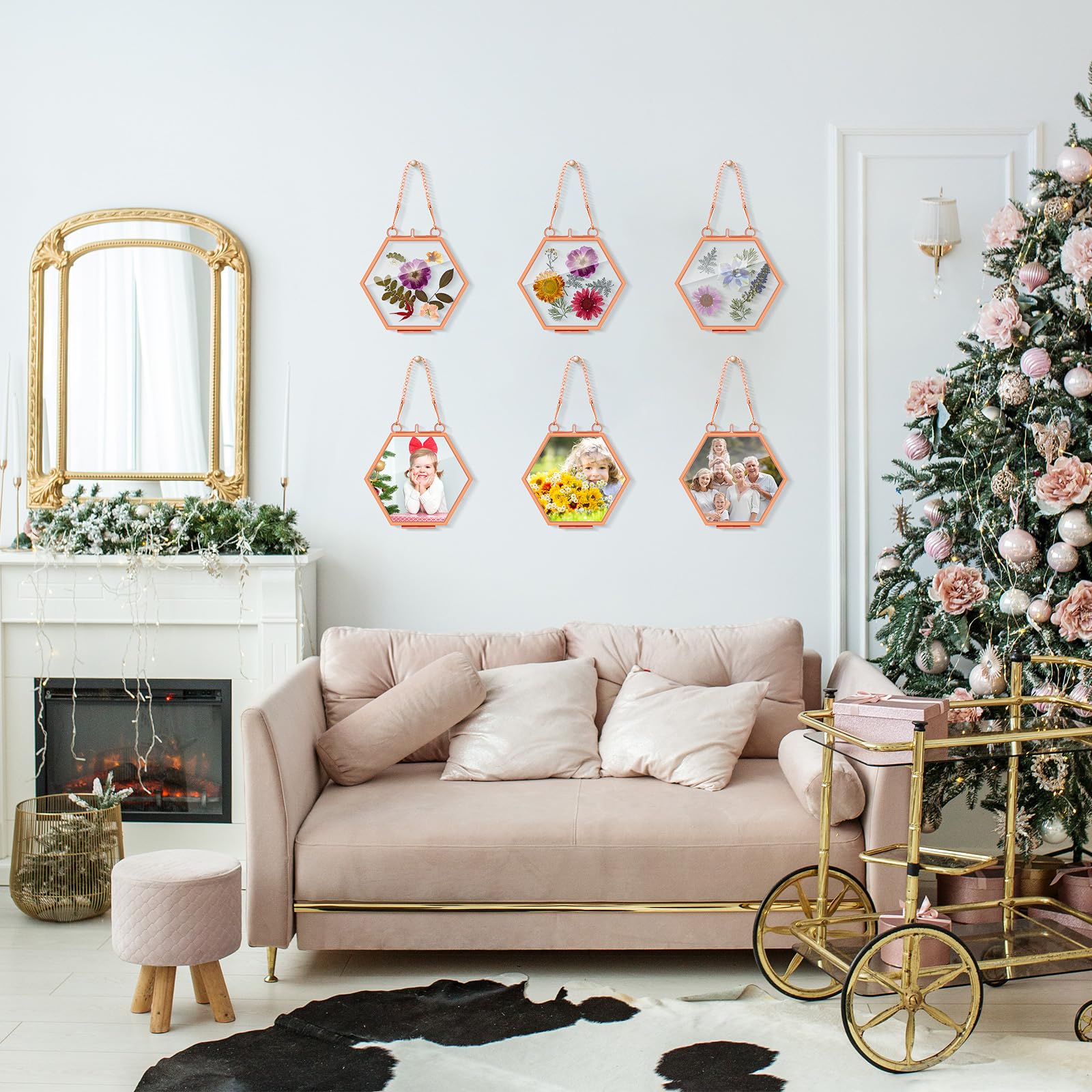 8 Pcs Pressed Flower Frames - 4x3 Inch Rose Gold Hanging Glass Display Frames 6 thumbnail image