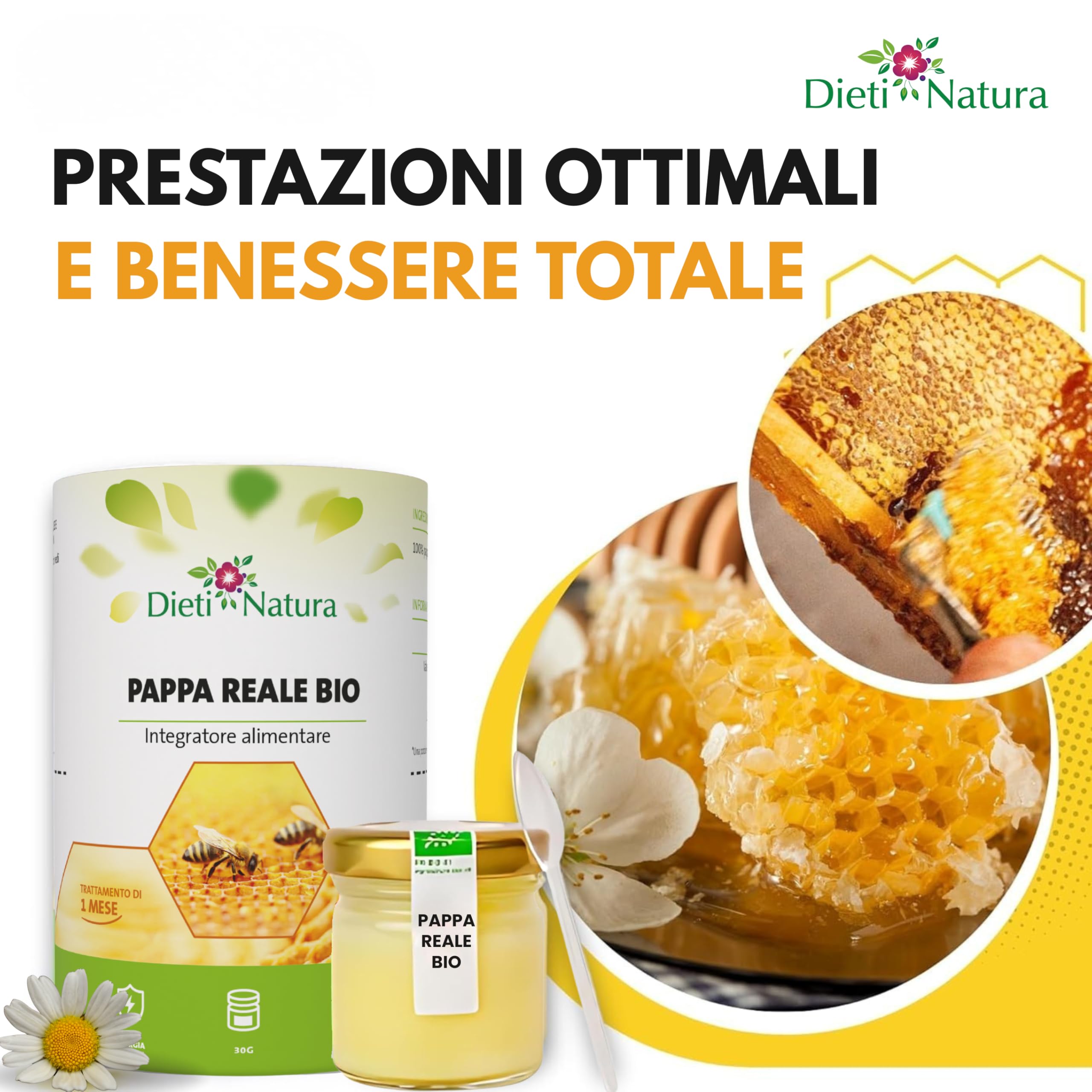 Confezione da 3 vasetti di Pappa Reale Fresca BIO (30 g) – Pappa Reale Pura con Vitamine, Oligoelementi e Minerali per un’Energia Naturale e per le Difese Immunitarie