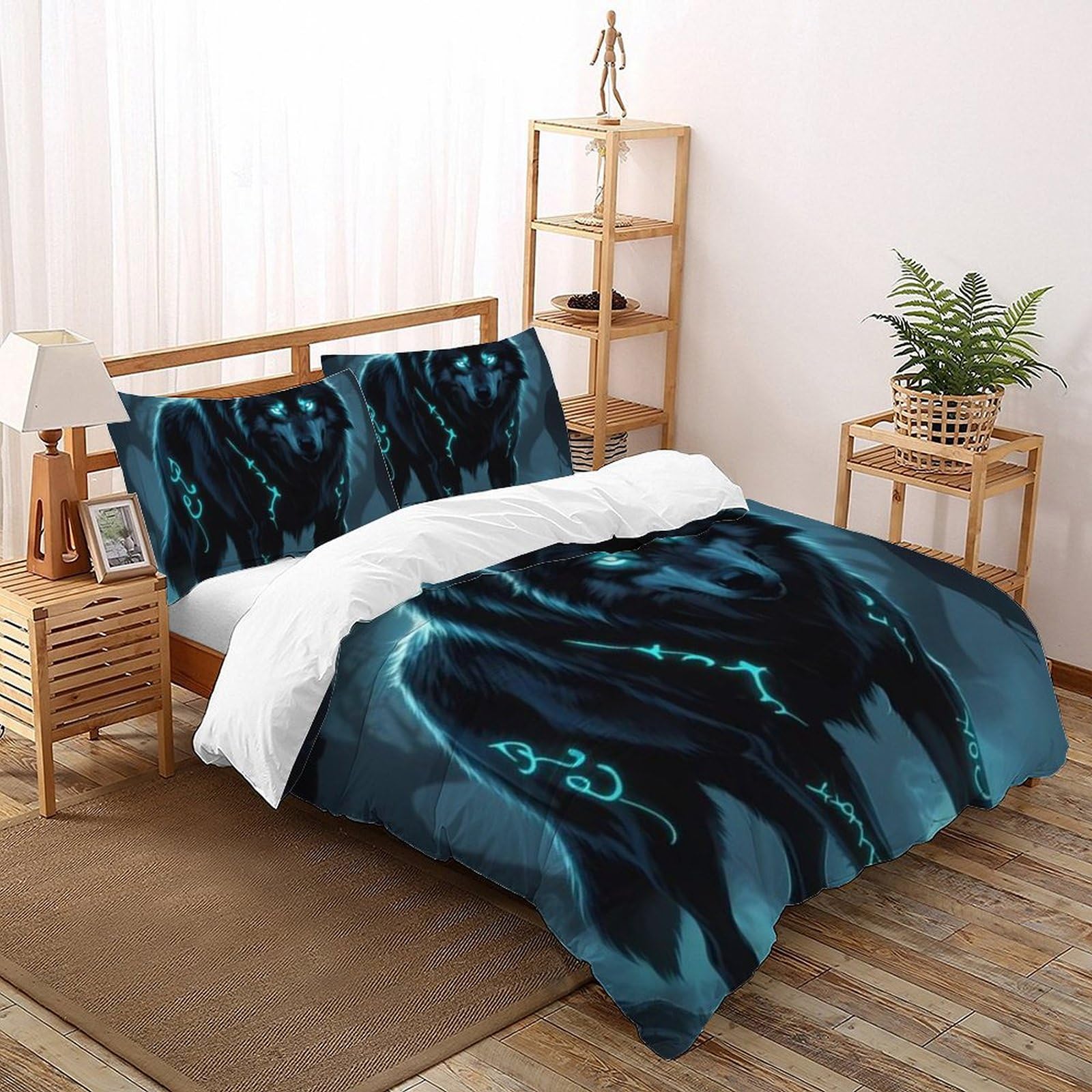 Housse de couette loup fini le linge de lit rêche avec cette parure microfibre douce super king