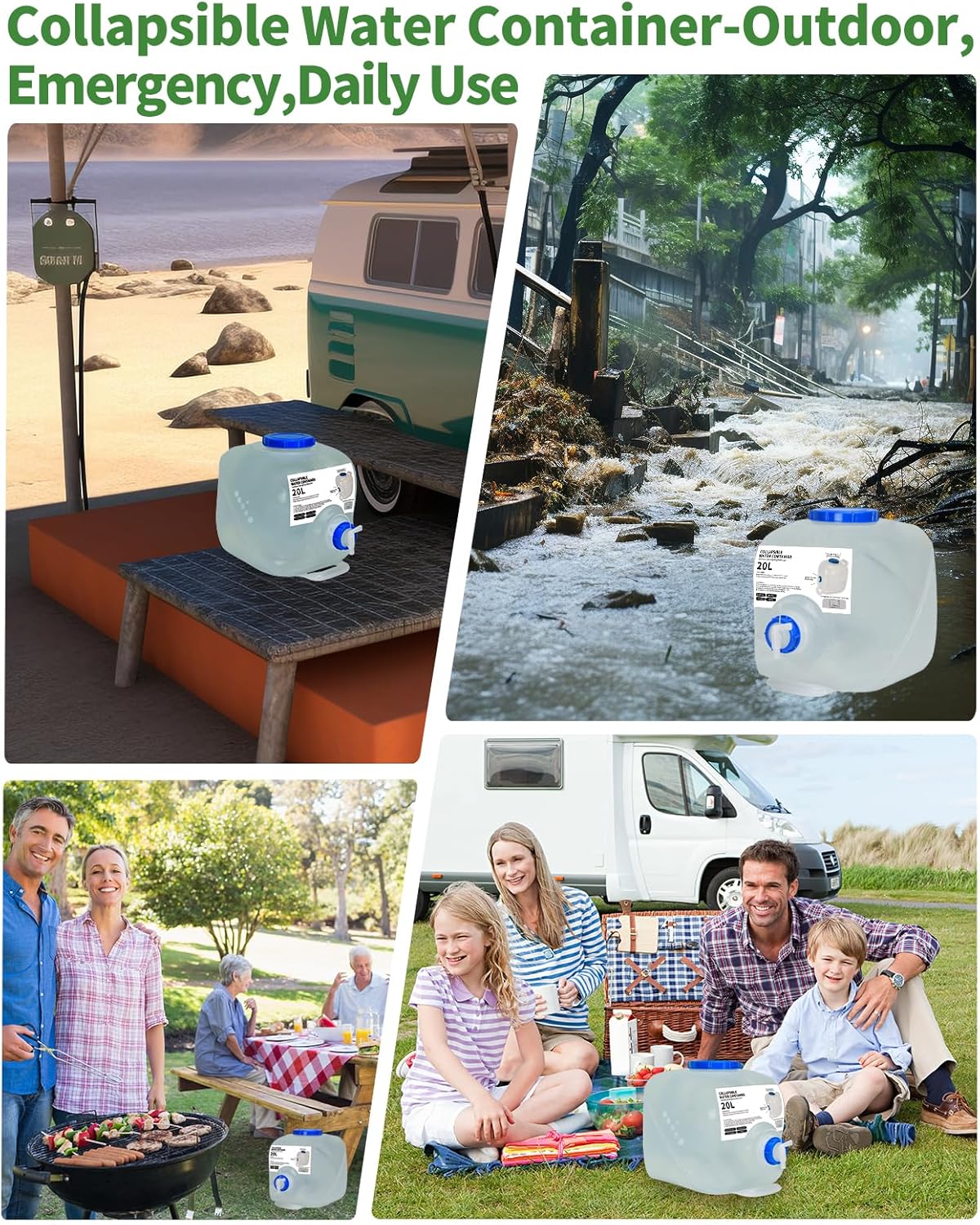 1 Pack 5.3 Gallon Collapsible Water Container Camping Water Container with Spigot,Portable Collapsible Water Jug Water Storage Containers for Outdoors Traveling Emergency - Image 6