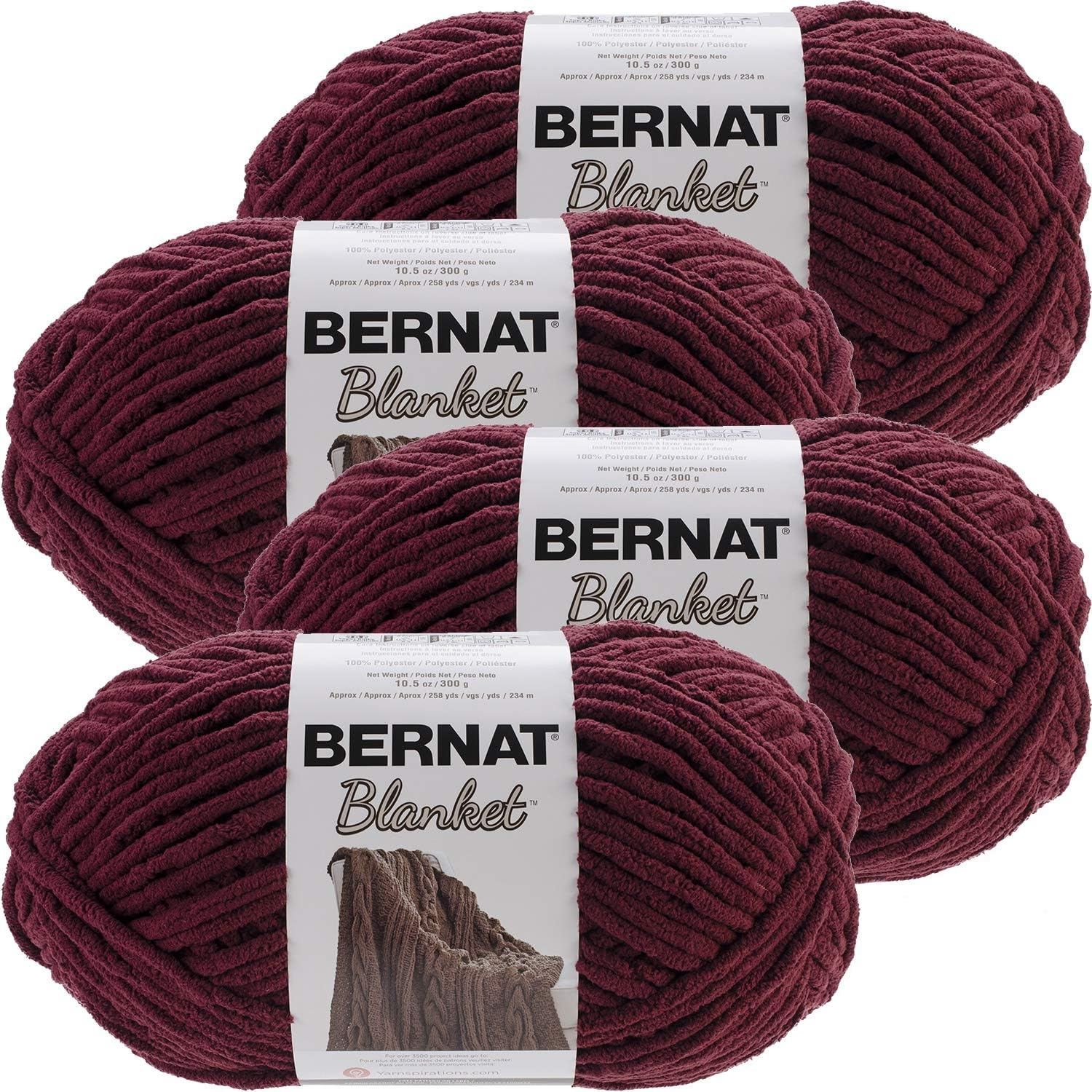 Bernat Purple Plum, Blanket Big Ball Yarn, Multipack of 4, 4 Pack