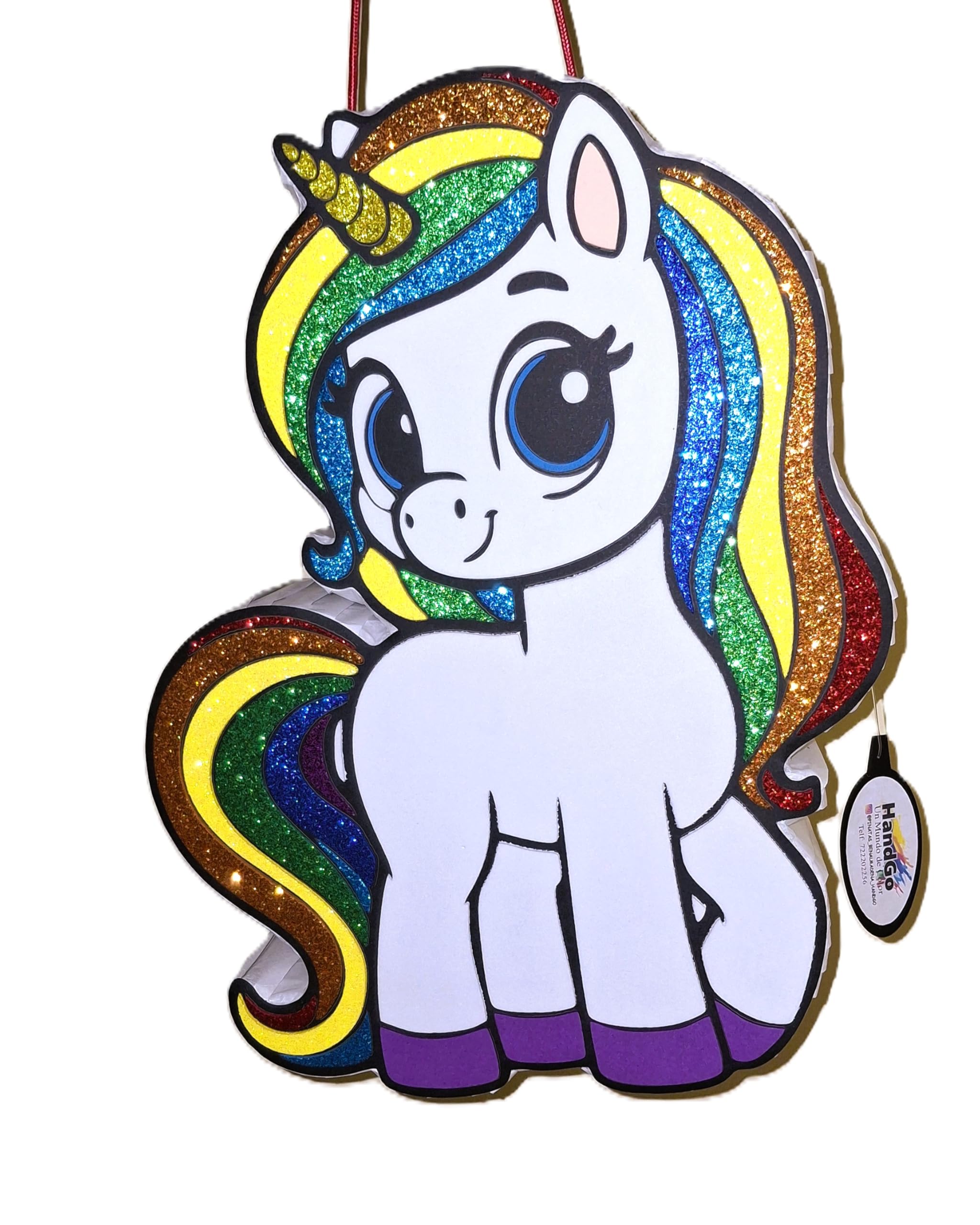 Piñata cumpleaños infantil hecha a mano Unicornio (Grande 60x45x10 Centímetros)