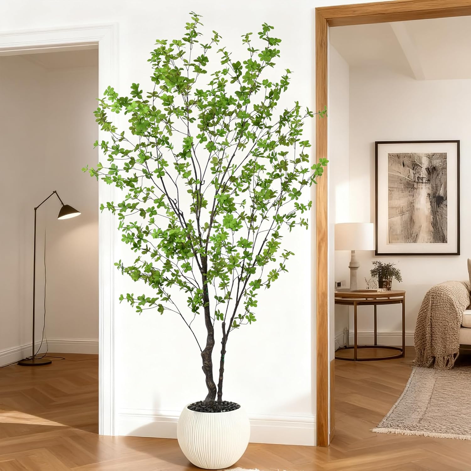 Artificial Enkianthus Tree 7FT Tall Faux Trees with Realistic Leaves, Fake Enkianthus Floor Potted Artificial Plants for Home Office Living Room Indoor Outdoor Decor (84 inch,1Pack) - Image 4