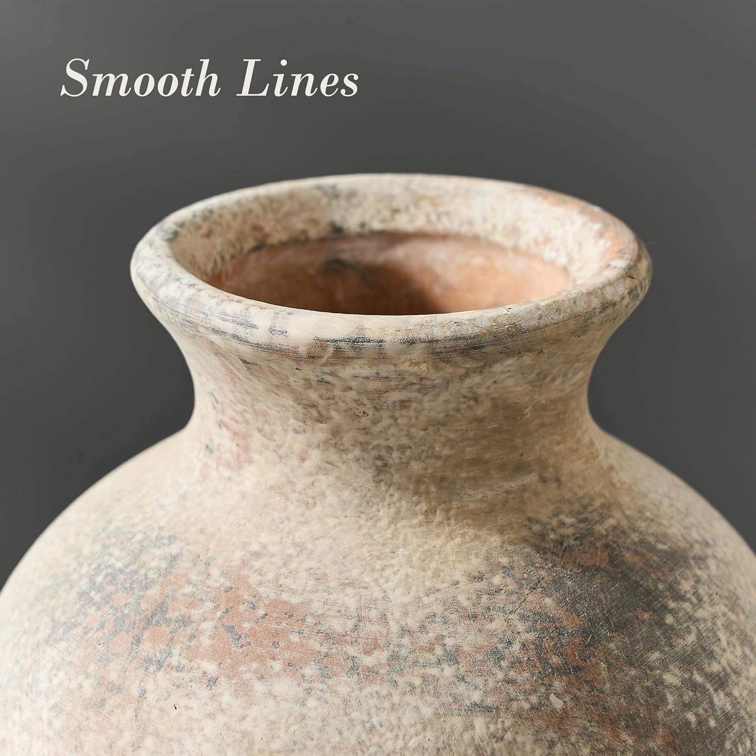 Large Ceramic Rustic Flower Vase, 10.43 Inch Tall Vintage Pottery Home Decor, Antique Farmhouse Terracotta Vase for Living Room, Table, Shelf, Mantel Decoration, Farmhouse - Natural Brown - Image 7