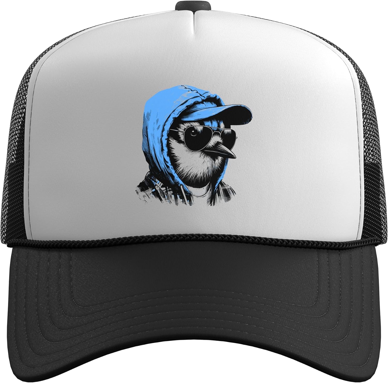 Blue Jay Bird - Vintage Cool Beautiful Bird Lover Trucker Hat with Adjustable Mesh Back image 2