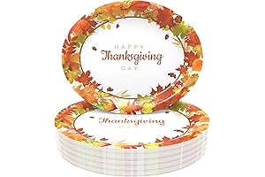 Thanksgiving Paper Plates: An Autumnal Spread That's Light on Washing Up in Lavish Oval Designs