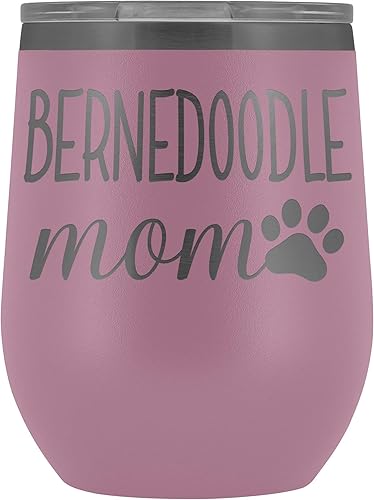 Miniatura 6 de Bernedoodle Mom - Vaso de vino personalizado con tapa, vaso de vino de acero inoxidable con aislamiento (azul claro)
