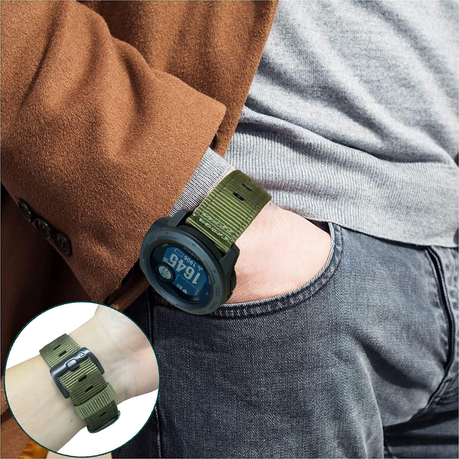 Bracelet de montre compatible Garmin Instinct/Instinct 2 Solar/Instinct 3 45 mm, Instinct E 45 mm, bracelet de rechange sport en nylon pour homme et femme pour Garmin Instinct Tactical/Esports/Solar