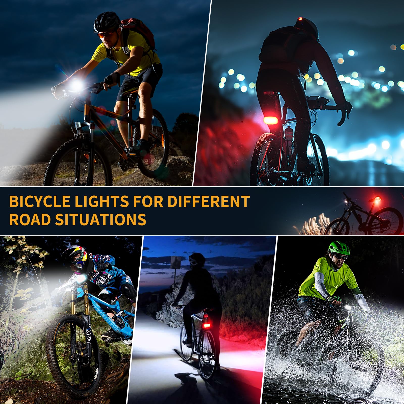 Blendura Luces Bicicleta Delantera y Trasera USB Recargable Luz Bicicleta Carretera Montaña