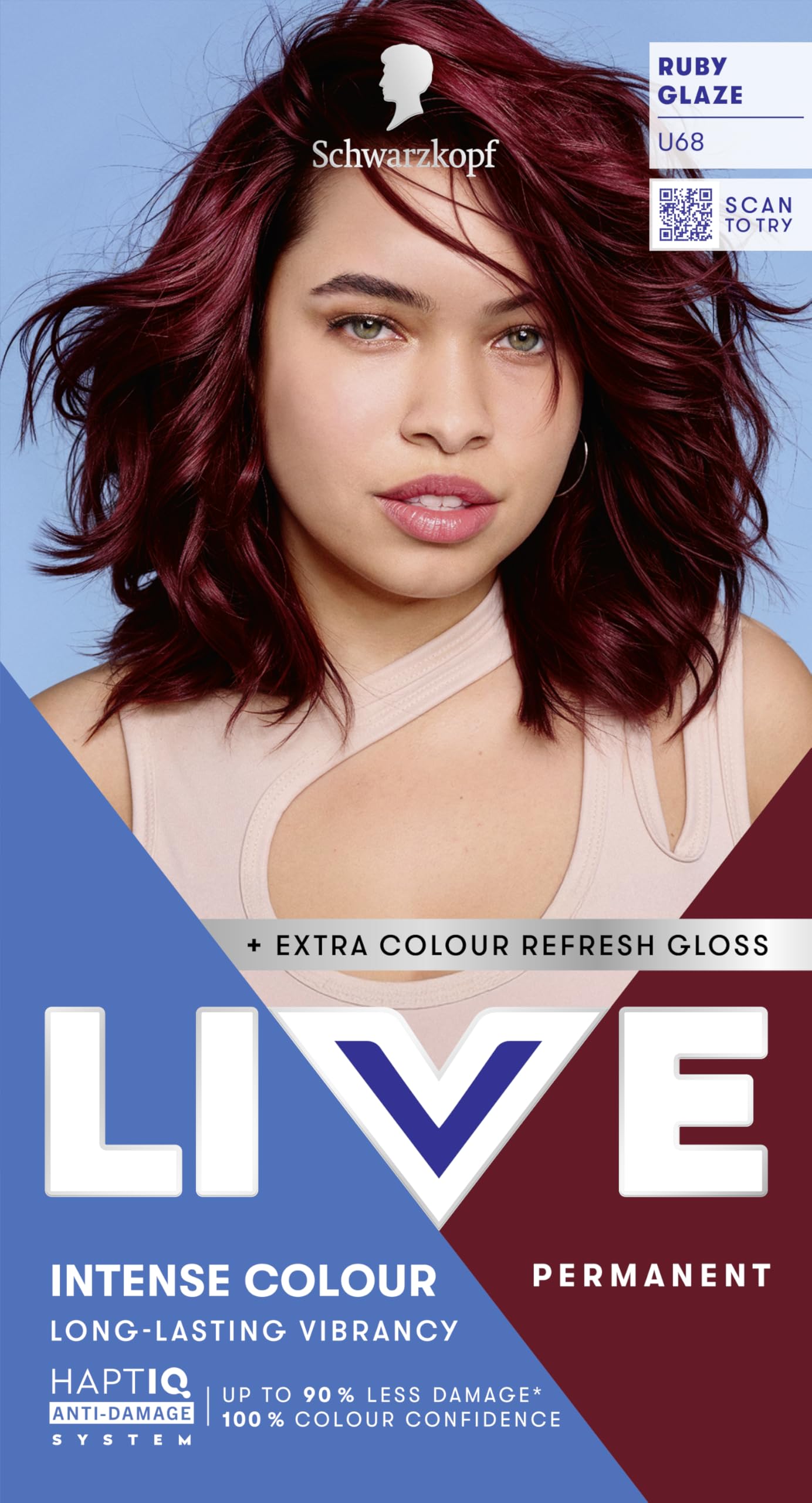 Schwarzkopf LIVE Intense Colour Hair Dye, U68 Ruby Glaze