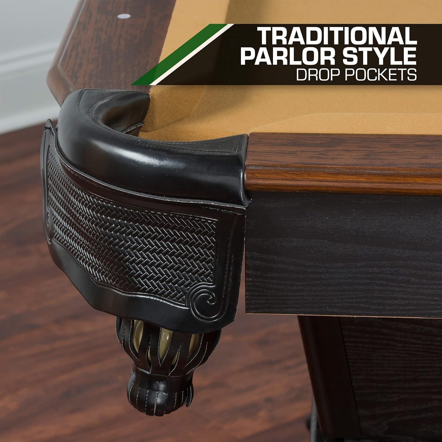 EastPoint Sports Masterton Billiard Pool Table - Tan Felt, 87-inch - Features Traditional Claw Legs and Parlor Style Drop Pockets - Includes 2 Cues, Billiards Balls, and Triangle : Everything Else