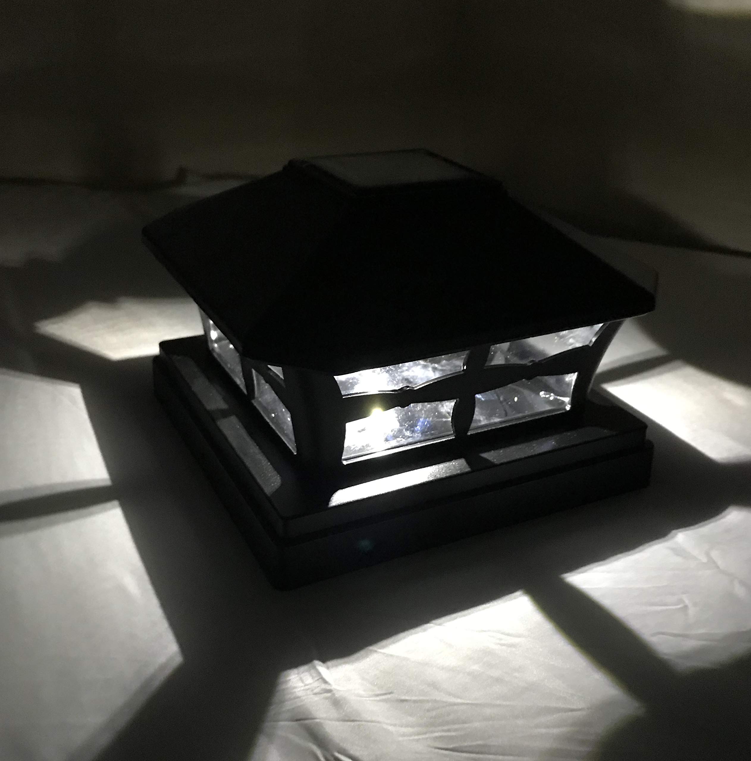 Ntertainment House 6 Pack Black Solar Post Cap Lights with 6x6 Base Adapters