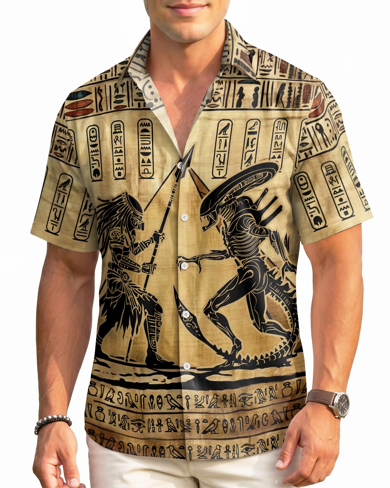 99TIMORO Tropical Printed Men's Hawaiian Shirts Short Sleeve Top