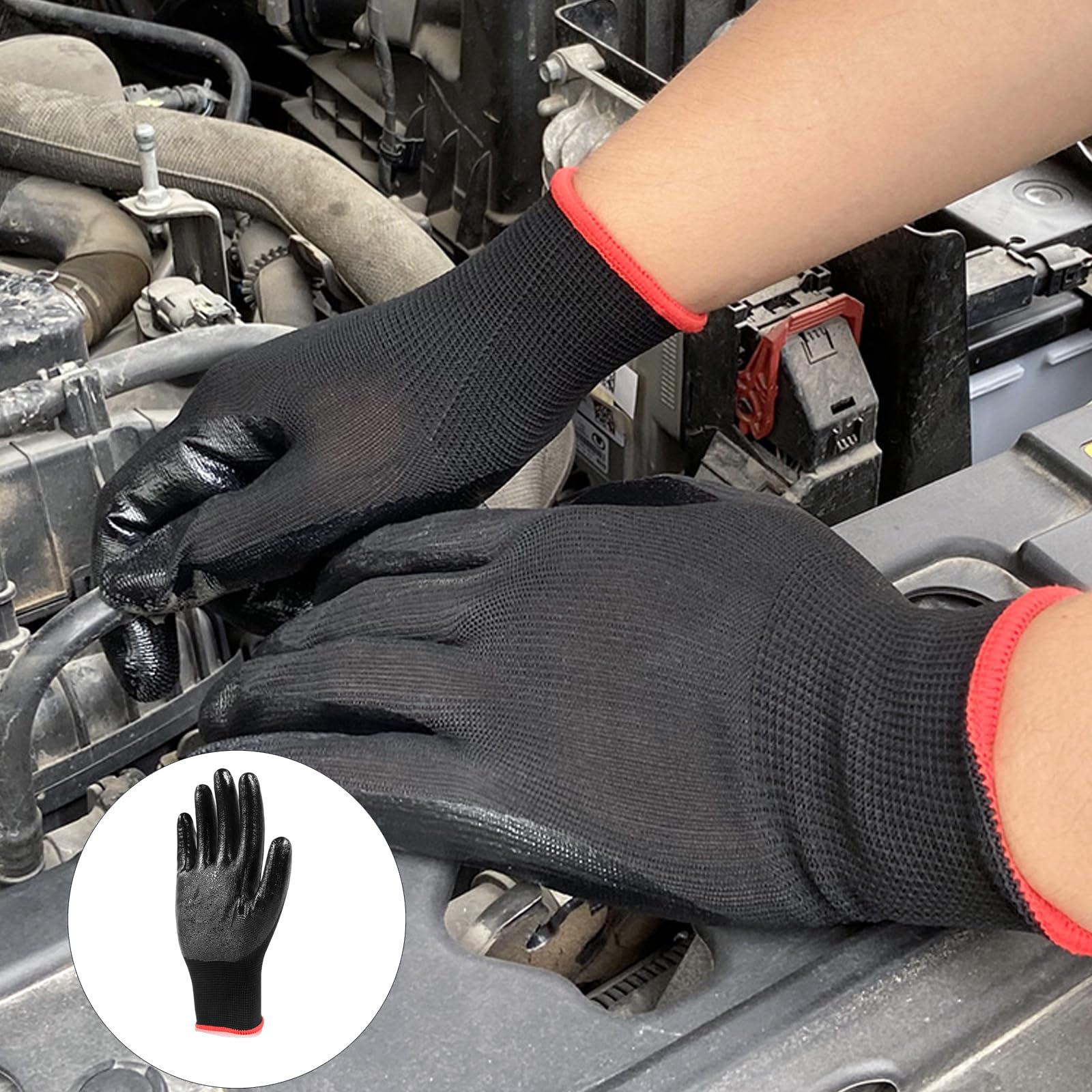 Gants de travail enduits de nitrile avec finition texturée et doublure en tricot pour les tâches ménagères, la réparation et la manipulation de routine Gants de travail revêtus de nitrile Gants de