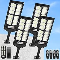 Vista 1 de 4-Pack Solar Street Lights Outdoor, 13000LM 6500K Waterproof LED Solar Flood Lights with Motion Sensor, Dusk to Dawn Solar-Powered Light for