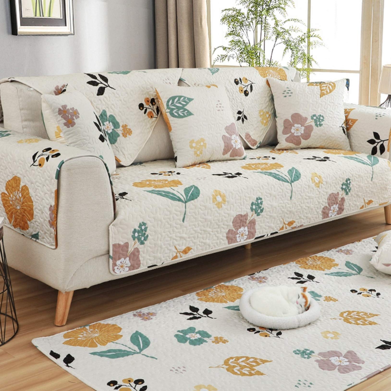 Amazon フルーツ ソファカバー 四季適用 保護カバー パイナップル柄 ソファーシーツ 夏用 滑り止め 洗える 子供 ソファ 涼しい インテリア 90 160cm おしゃれ 竹製 3人掛け 汚れ防止 傷防止 可愛い ソファーカバー カラー 無地 シンプル ソファカバー マルチカバー