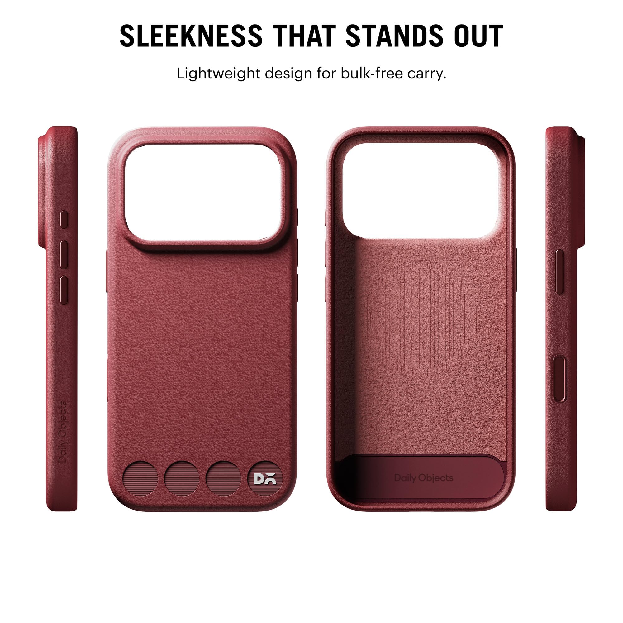 DailyObjects iPhone 17 Pro Max Stack Leatherette Case Cover | Compatible with MagSafe | Camera & Body Protection | Scratch Proof | Dual Hybrid Protection | Wireless Charging - Dahlia Red — Amazon image 9