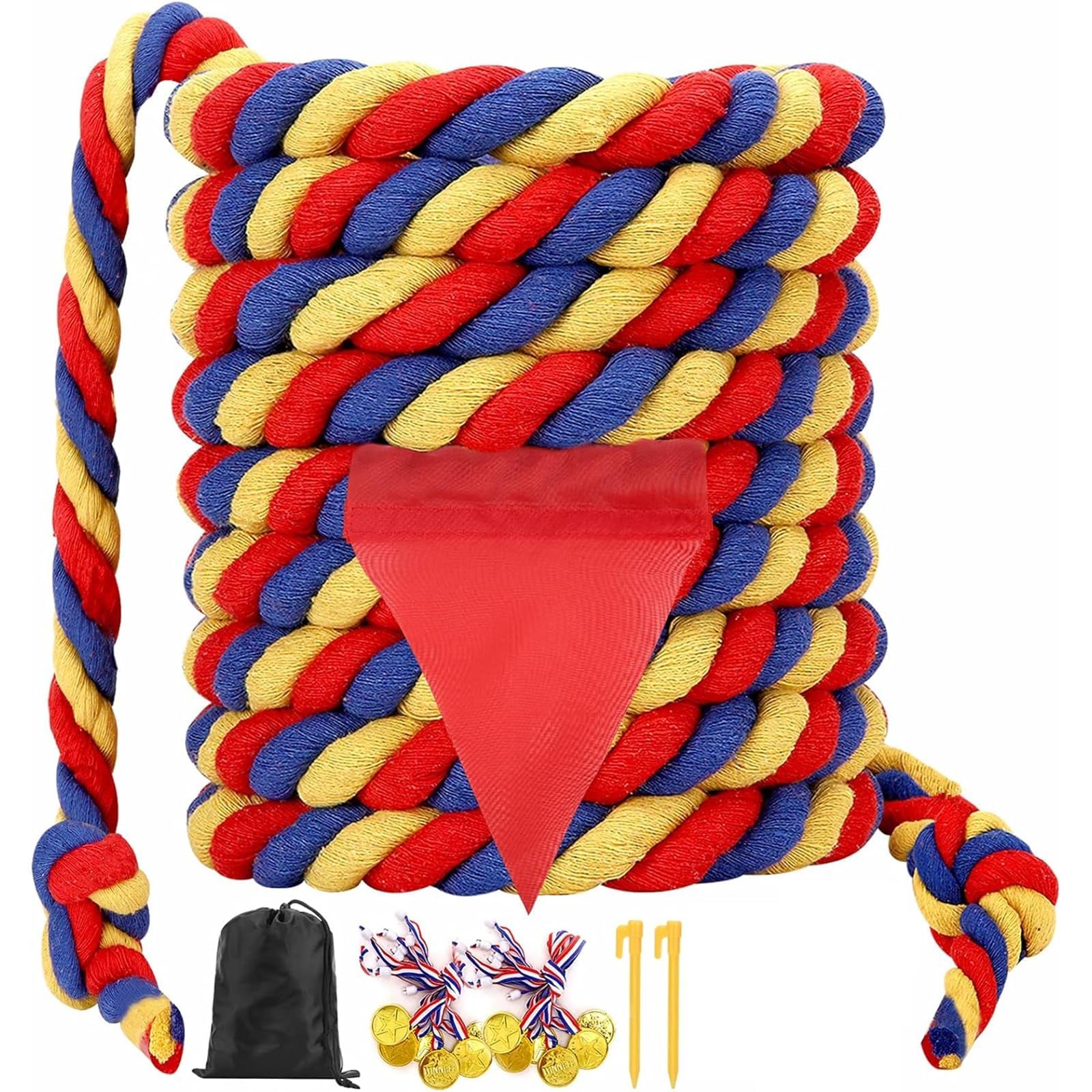 THE WHITE SHOP Tug of War Rope 20FT Outdoor Yard Games for Kids and Adults, Field Day Family Reunion Birthday Party Games, Carnival Games for Team Building Activities