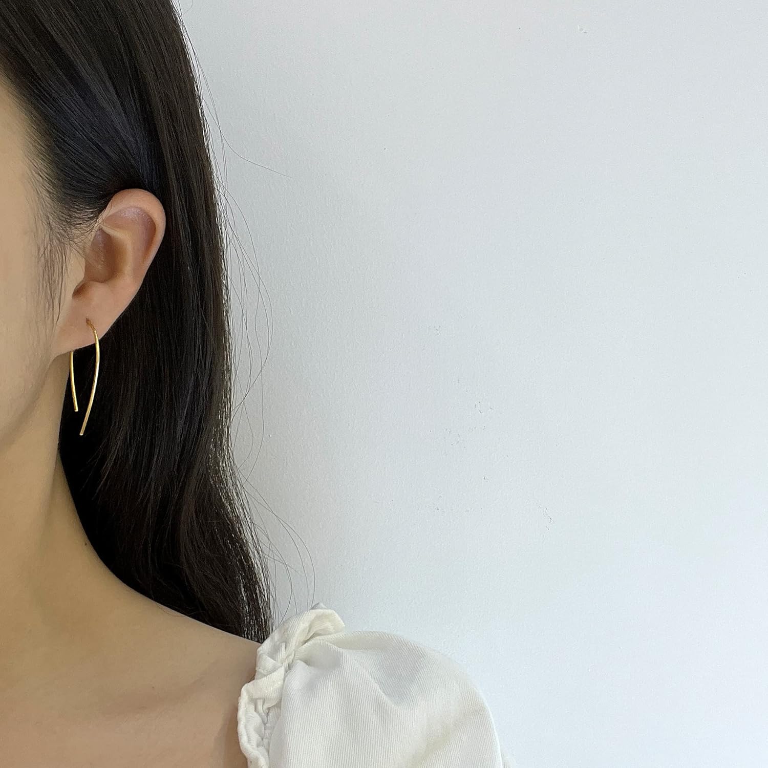 Pull Through Earrings Sterling Silver Wire Handmade Threader Hoops Minimal Everyday Earrings - Image 5